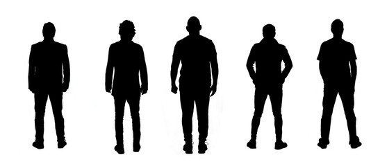  silhouette of back view of man on white background