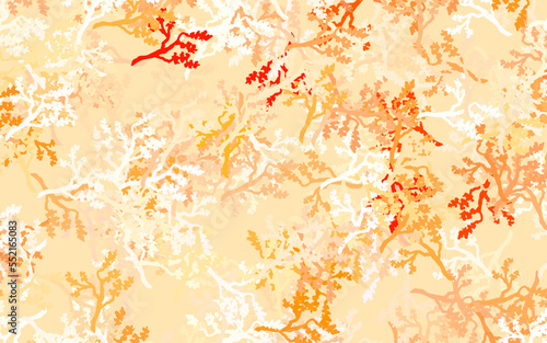 Light Orange vector abstract background with leaves, branches.