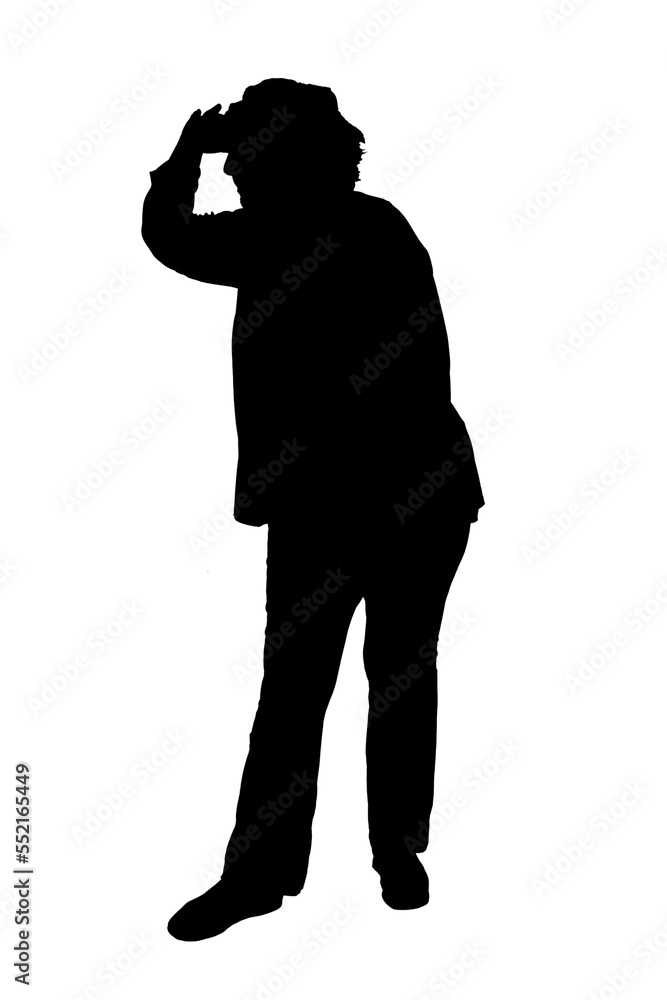 woman with hand in front looking away on white background woman with hand in front looking away on white background