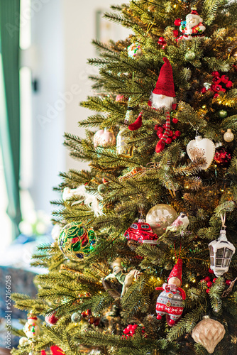 Christmas tree with vintage toys photo