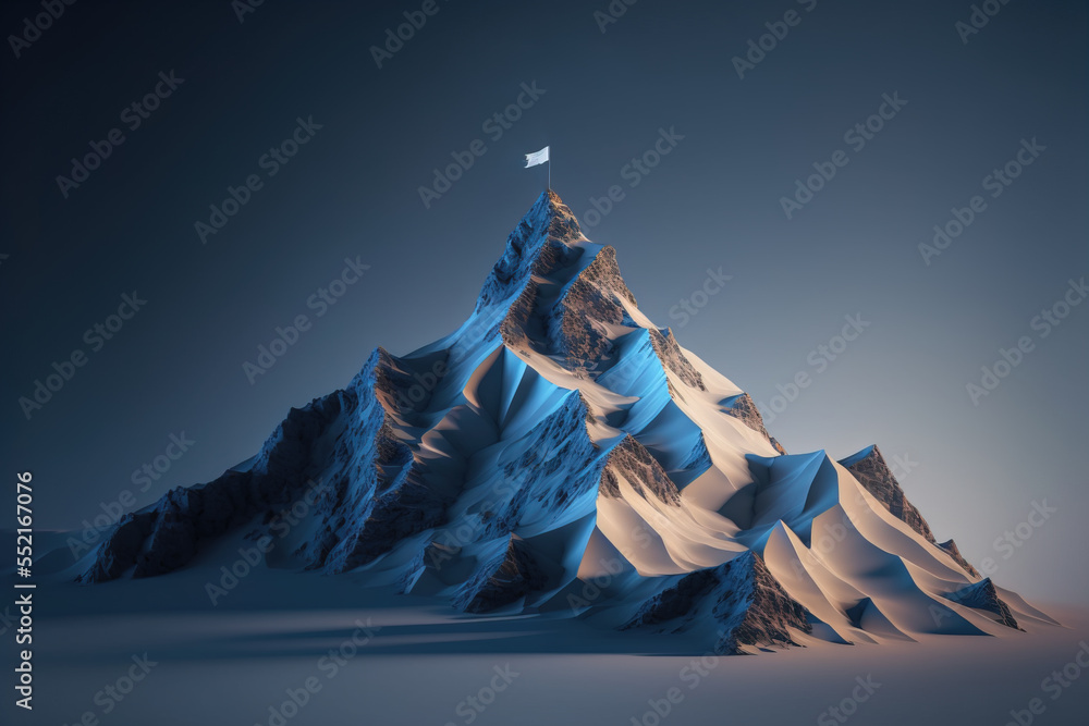 Digital mountain  The path to success or business goals achievement concept - obrazy, fototapety, plakaty 