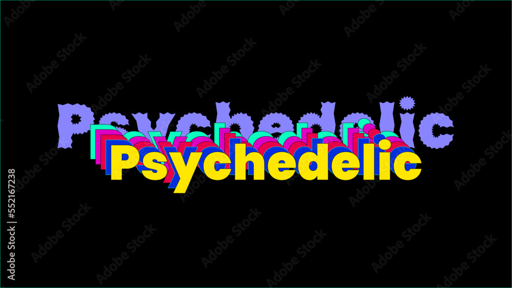 Vector banner with font design with word Psychedelic Vector banner with font design with word Psychedelic