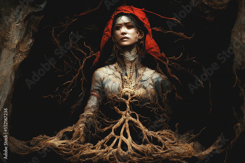 Woman Absorbed Into Roots - Generative AI