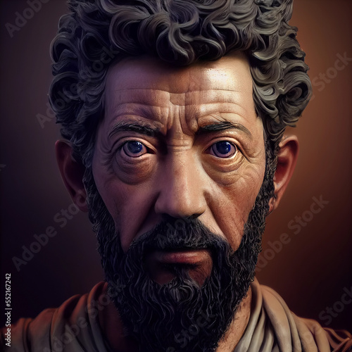 Close up portrait of Diogenes the Cynic, ancient Greek philosopher, created with Generative AI technology