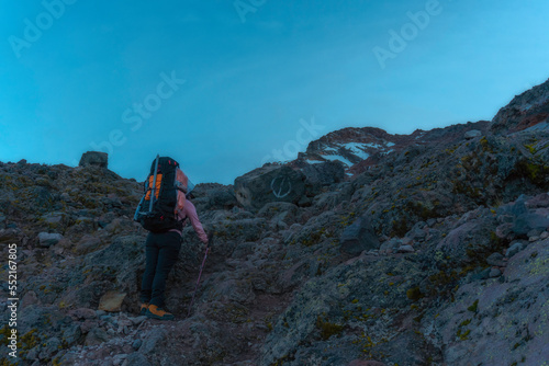 a mountaineer climbing the pico de orizaba volcano