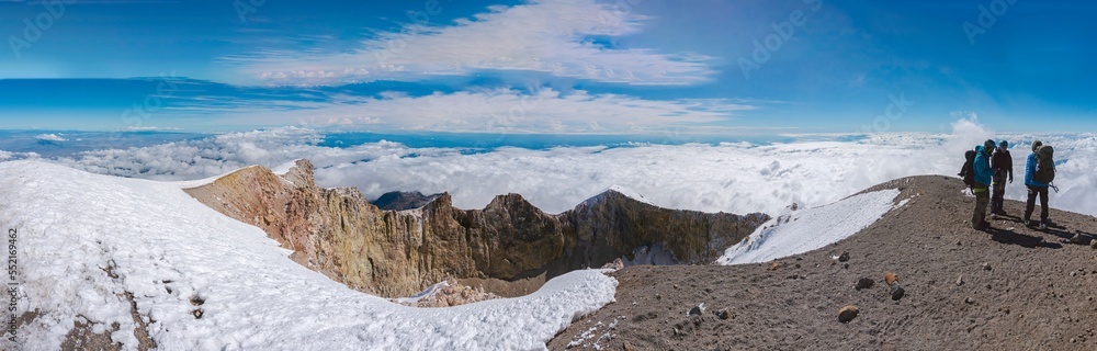 Mountaineers in the crater of the Pico de Orizaba volcano