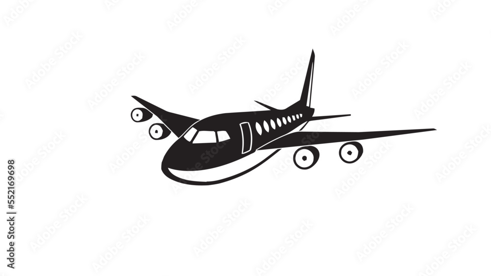 airplane isolated on Black Stock Vector | Adobe Stock