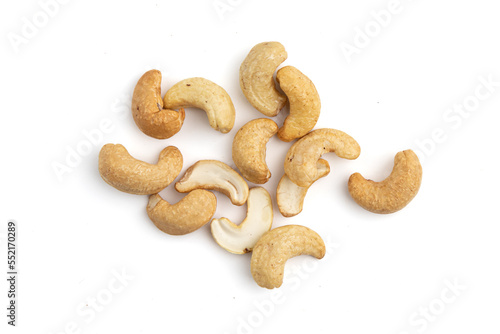 heap of cashew nuts isolated on white background