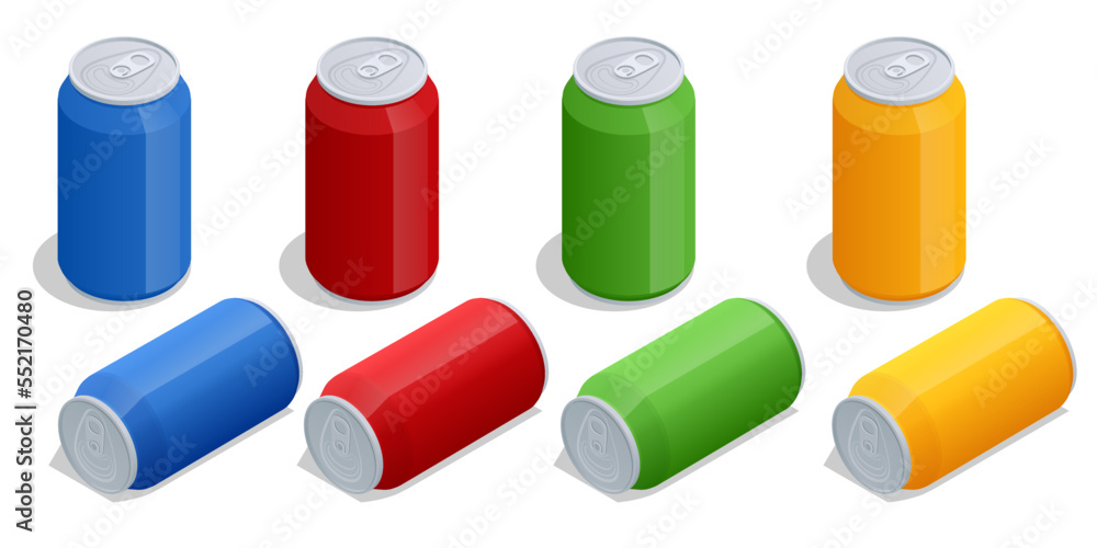 Isometric Cans of beer isolated on white. Aluminum cans. Isolated beer pack, alcoholic drink. Isometric Cans of beer isolated on white. Aluminum cans. Isolated beer pack, alcoholic drink.