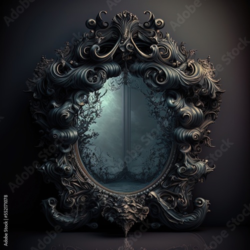 Papier Peint Lavable Miroir gothique mystique, fond sombre et sombre avec  miroir fantaisie, reflet de l&#39;obscurité, forêt sombre. IA -  Nikkel-Art.fr