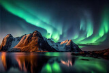northern lights over mountains