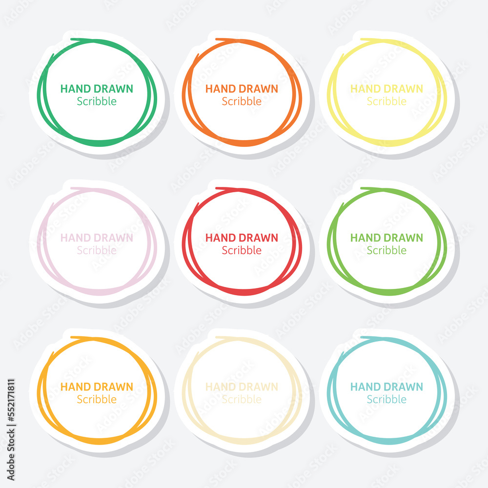 Set of hand drawn scribble sticker Set of hand drawn scribble sticker