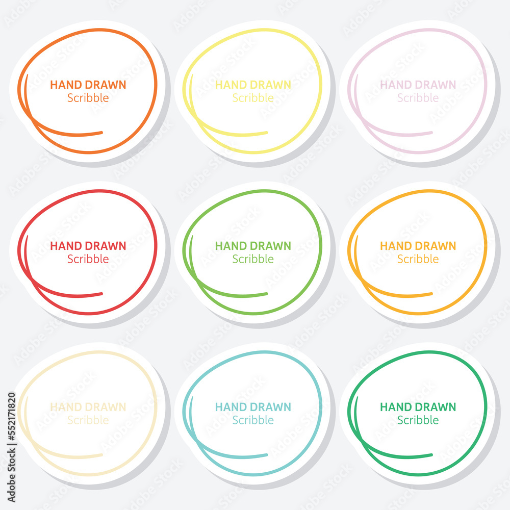 Set of hand drawn scribble sticker Set of hand drawn scribble sticker