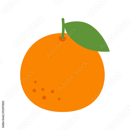 Orange fruit with green leaf. Tangerine. Citrus fruit.