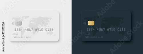 Two credit card. Realistic white and black credit card with blank surface for you design. Vector illustration EPS10.