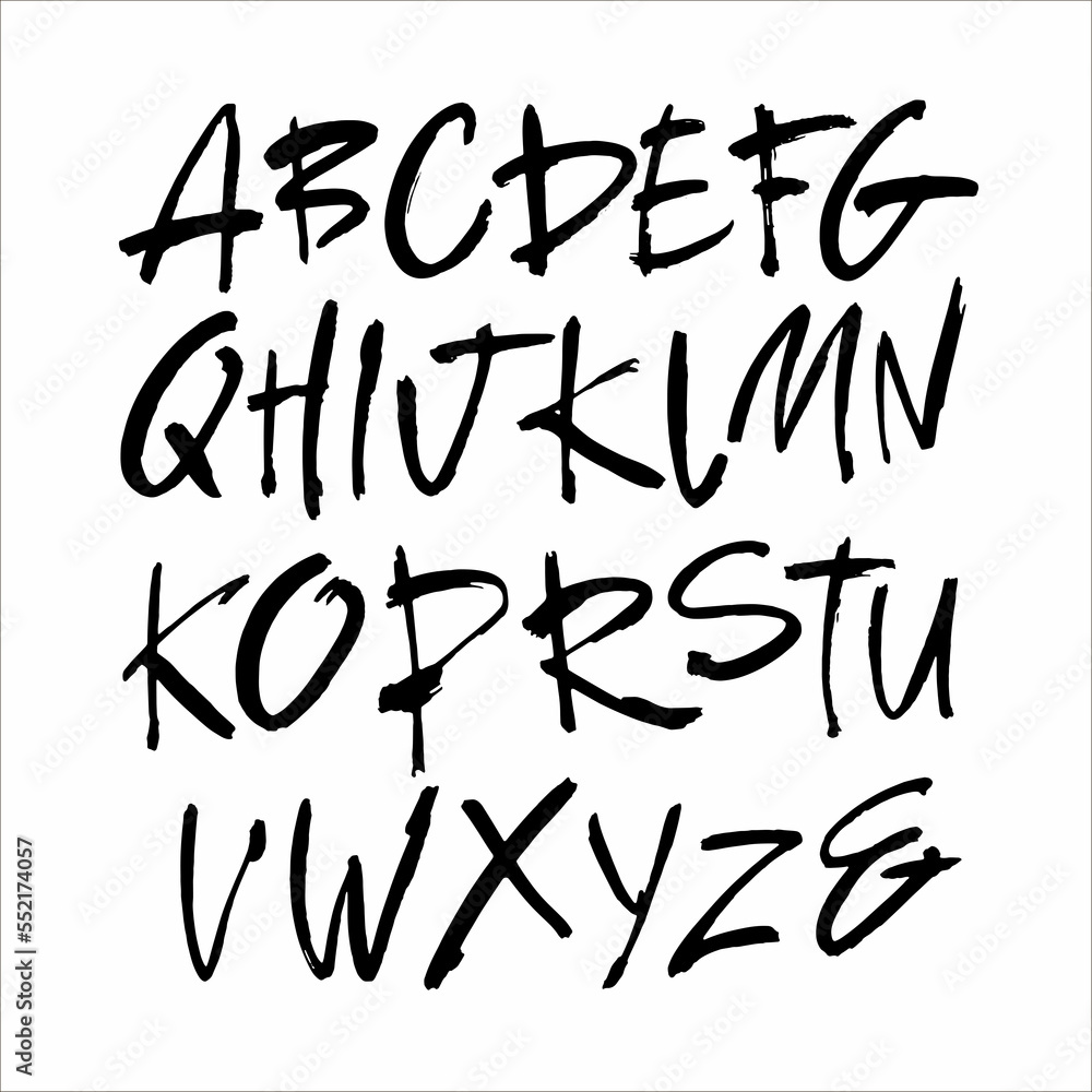 Vector Acrylic Brush Style Hand Drawn Alphabet Font. Calligraphy alphabet on a white background Vector Acrylic Brush Style Hand Drawn Alphabet Font. Calligraphy alphabet on a white background
