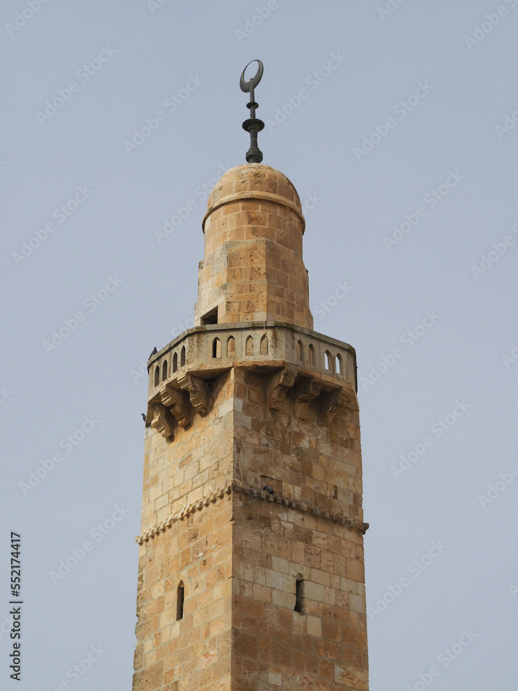 The Hurva Synagogue tower in the Jewish Quarter of the Old City of Jerusalem - Israel