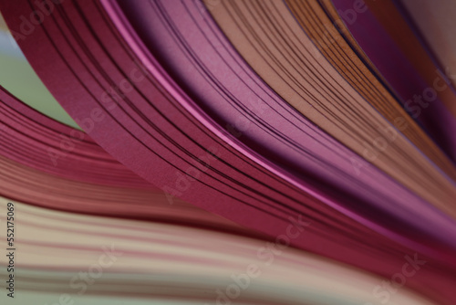 Soft focus Abstract gradient color wave curl strip paper horizontal background.