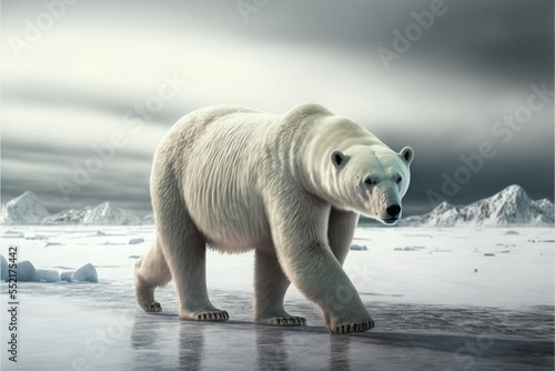 polar bear walking in the snow © petreadrian
