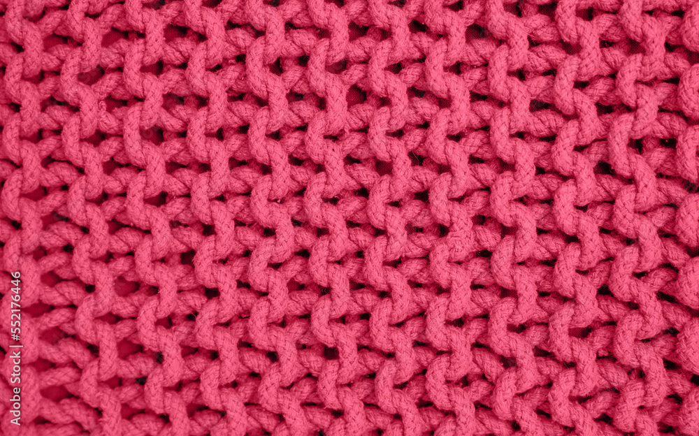 super chunky knitted background. Knitted structure. viva magenta