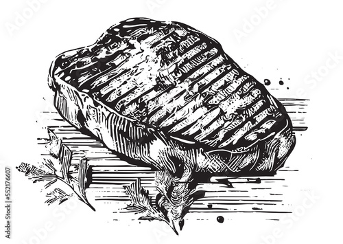 Steak beef hand drawn sketch Latin American food Restaurant business concept.Vector illustration