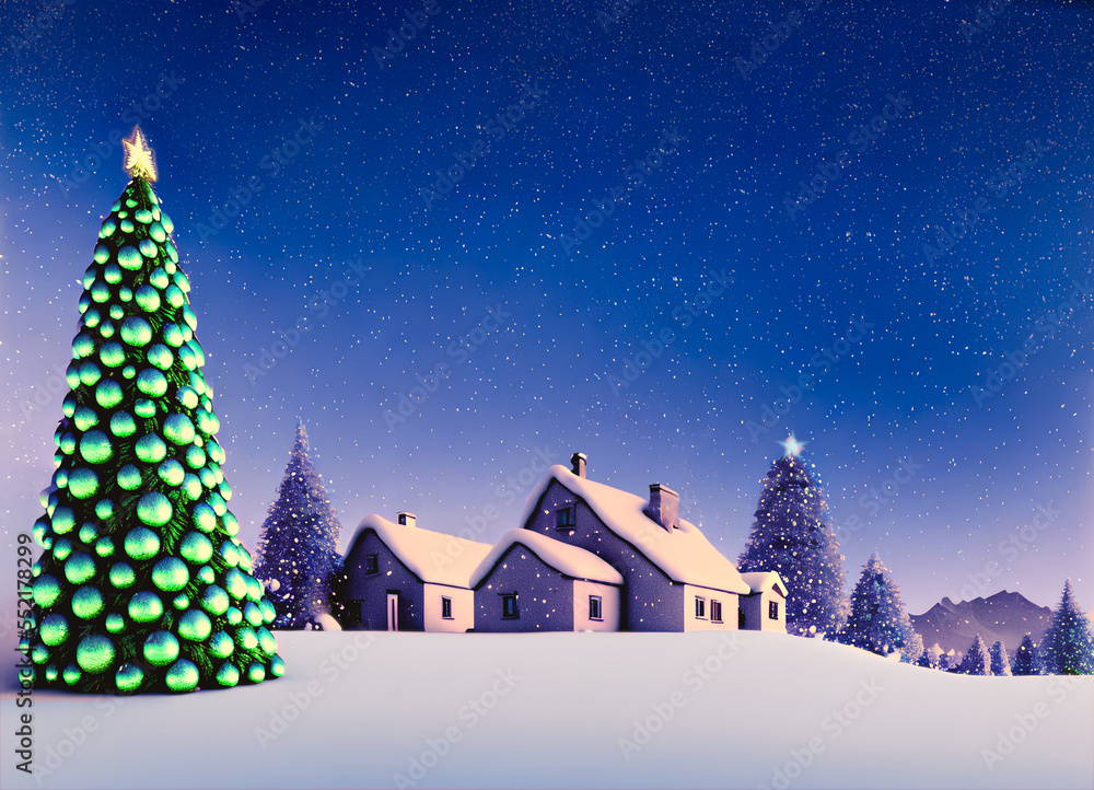 Christmas landscape - digital illustration
