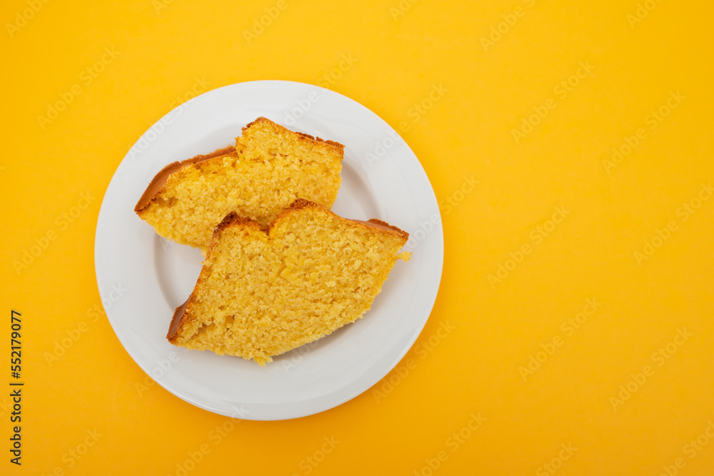 Homemade cake made of green corn. Typical Brazilian food. Homemade cake made of green corn. Typical Brazilian food.