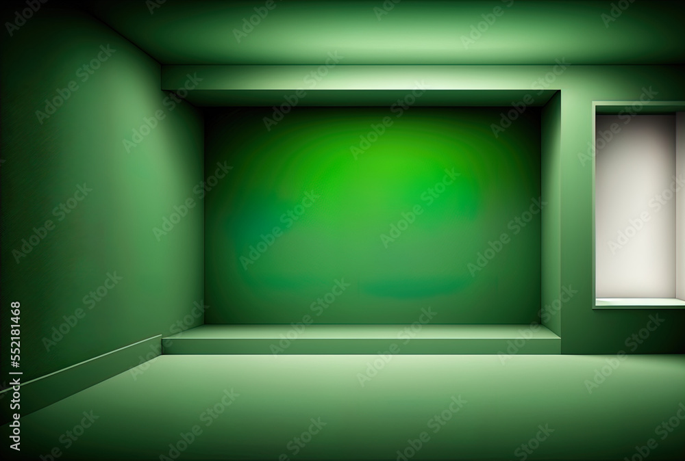 Empty room with a luxurious simple green gradient abstract studio background with space for your text and image. Generative AI Empty room with a luxurious simple green gradient abstract studio background with space for your text and image. Generative AI