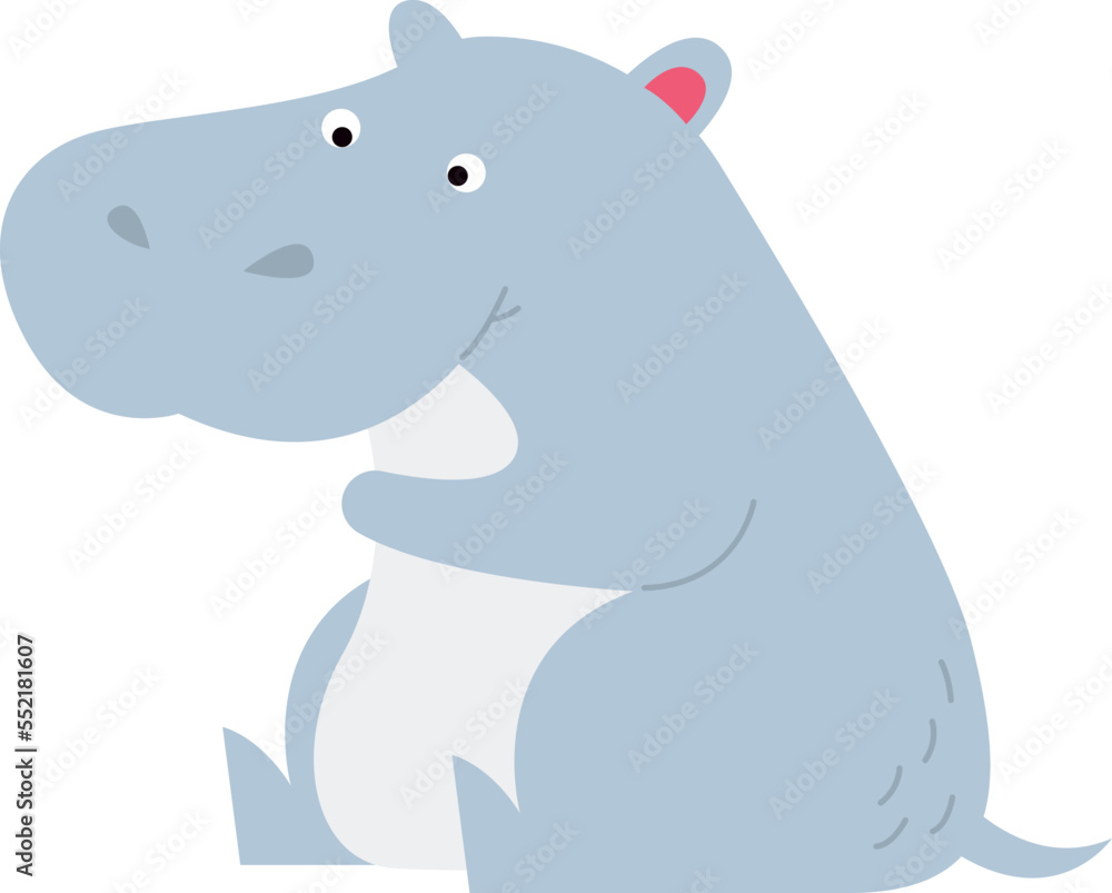 Cute hippo flat icon Funny wild animal Cute hippo flat icon Funny wild animal