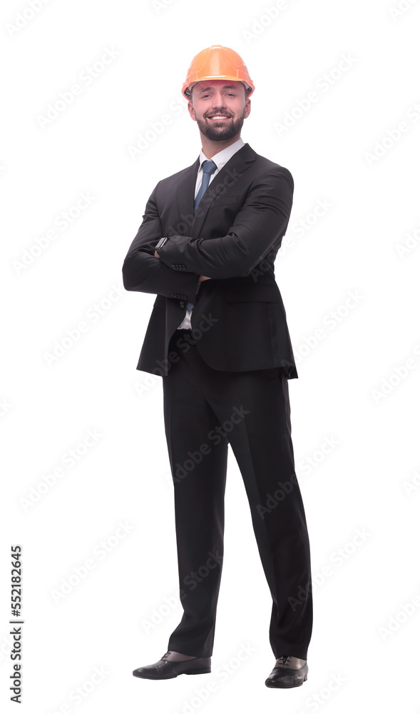 side view.businessman in helmet looking at copy space. side view.businessman in helmet looking at copy space.