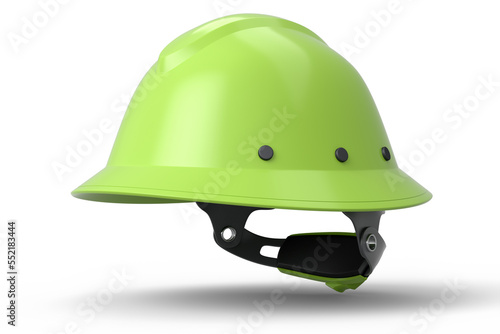 Green safety helmet or hard cap isolated on white background