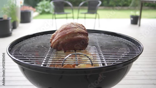 Cooking Roast Pork on a Charcoal Kettle BBQ Grill