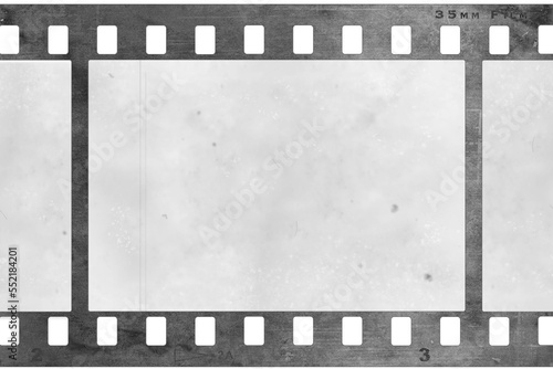 Clean and simple retro style 35mm film negative. PNG illustration with transparent background and semi transparent image frame.
