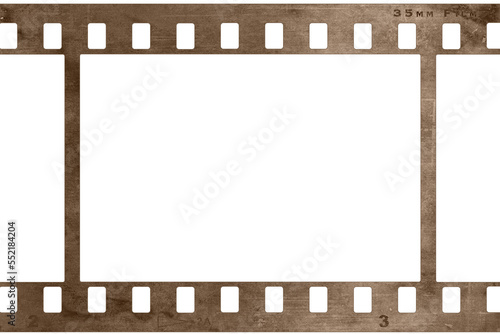 Clean and simple retro style 35mm film negative. PNG illustration with transparent background.
