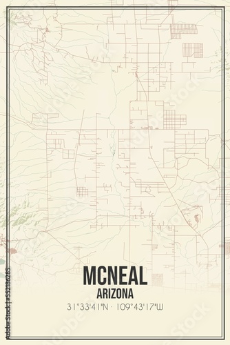 Retro US city map of McNeal, Arizona. Vintage street map. photo