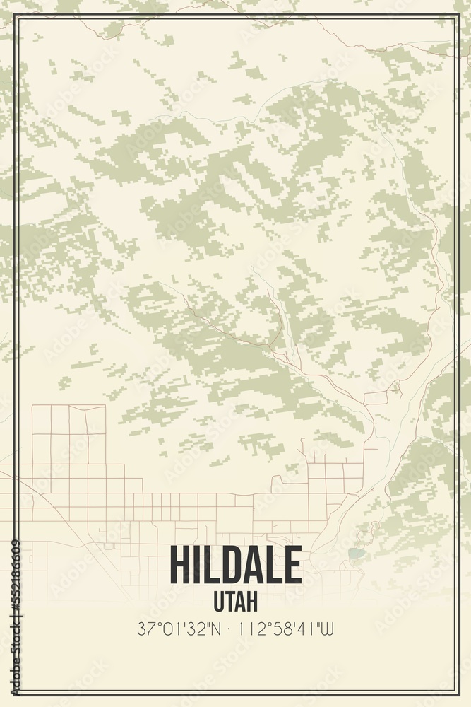 Fototapeta premium Retro US city map of Hildale, Utah. Vintage street map.