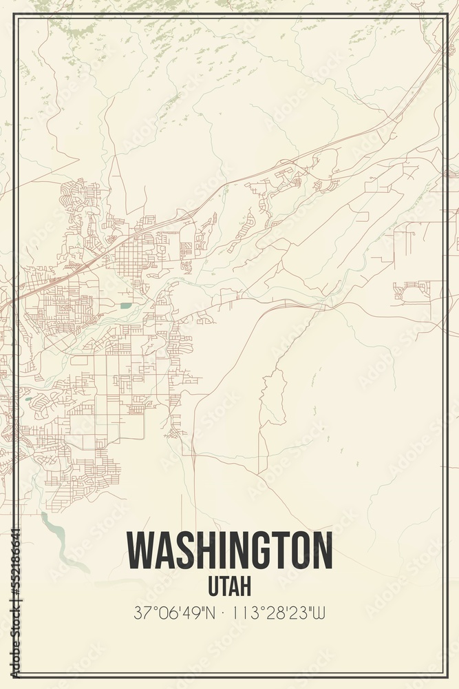 Retro US city map of Washington, Utah. Vintage street map.
