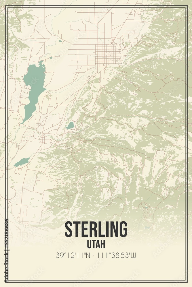 Fototapeta premium Retro US city map of Sterling, Utah. Vintage street map.