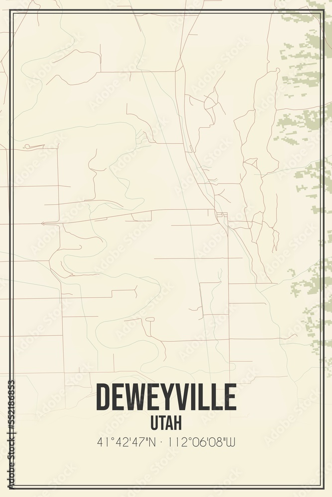 Fototapeta premium Retro US city map of Deweyville, Utah. Vintage street map.