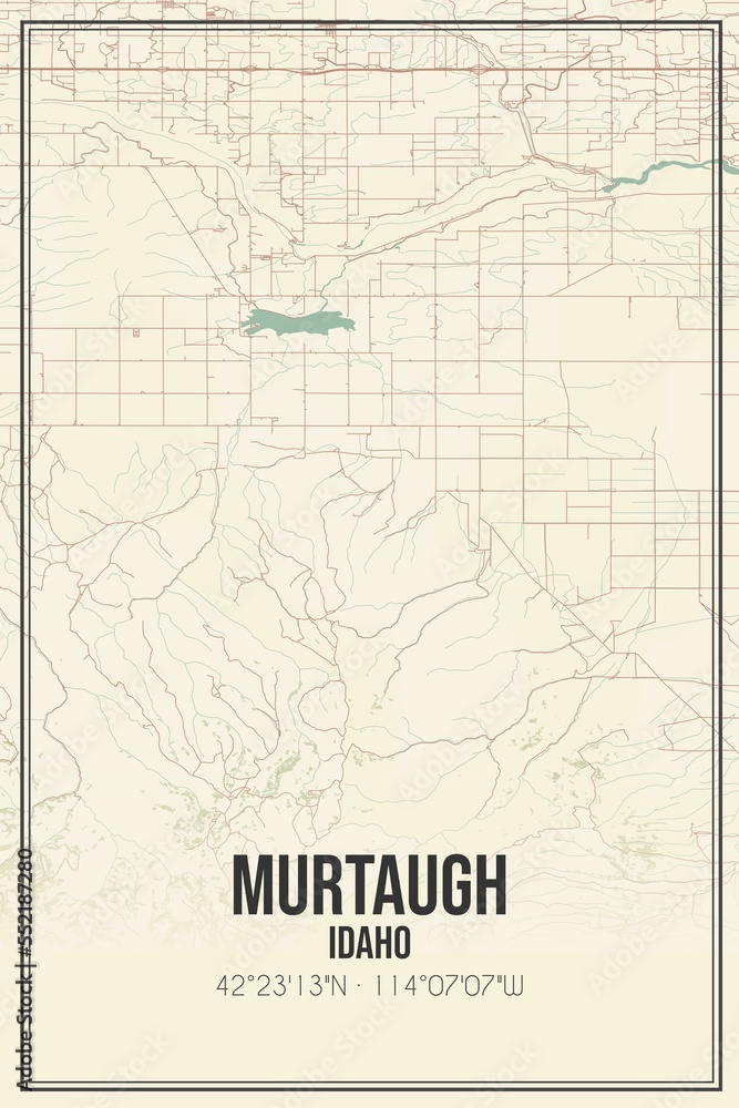 Fototapeta premium Retro US city map of Murtaugh, Idaho. Vintage street map.
