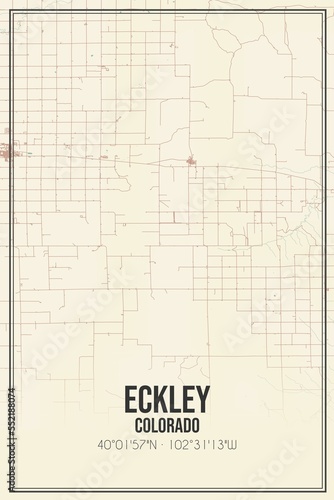 Retro US city map of Eckley  Colorado. Vintage street map.