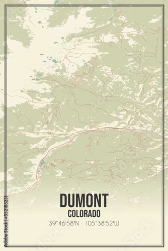 Retro US city map of Dumont, Colorado. Vintage street map. photo