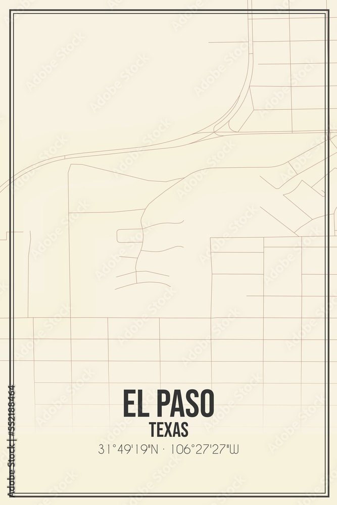 Retro US city map of El Paso, Texas. Vintage street map. Retro US city map of El Paso, Texas. Vintage street map.