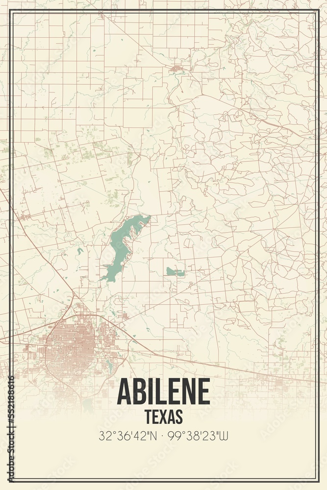 Fototapeta premium Retro US city map of Abilene, Texas. Vintage street map.