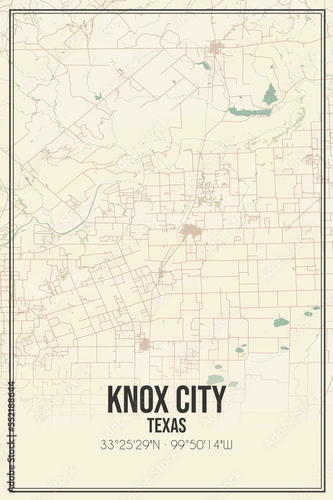 Retro US city map of Knox City, Texas. Vintage street map. Retro US city map of Knox City, Texas. Vintage street map.
