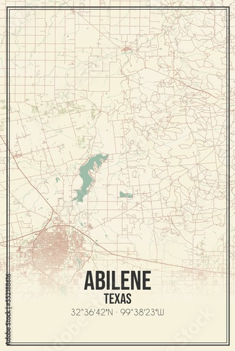Retro US city map of Abilene, Texas. Vintage street map. photo