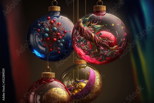 schitterende glanzende kerstballen photo