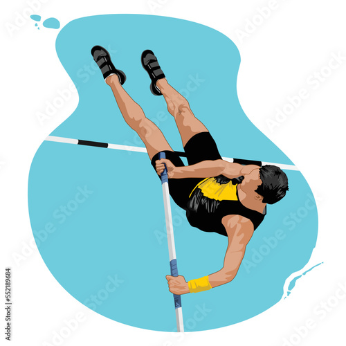 Pole vault athlete succeeds in crossing the high jump