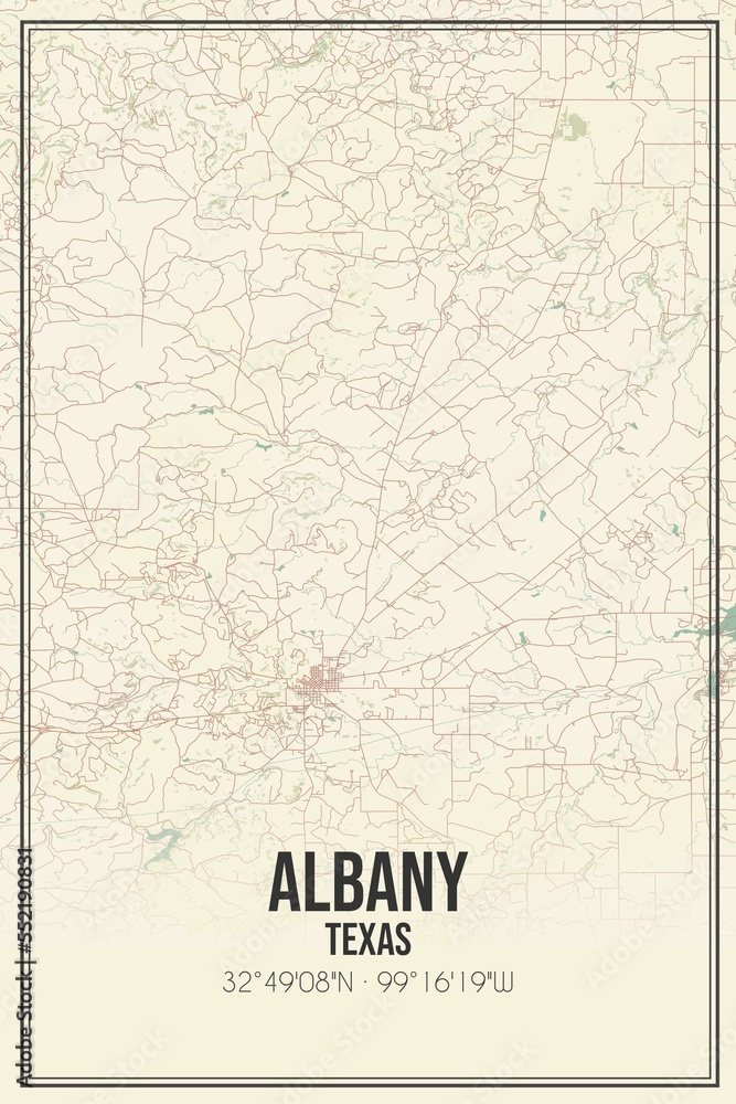 Obraz premium Retro US city map of Albany, Texas. Vintage street map.