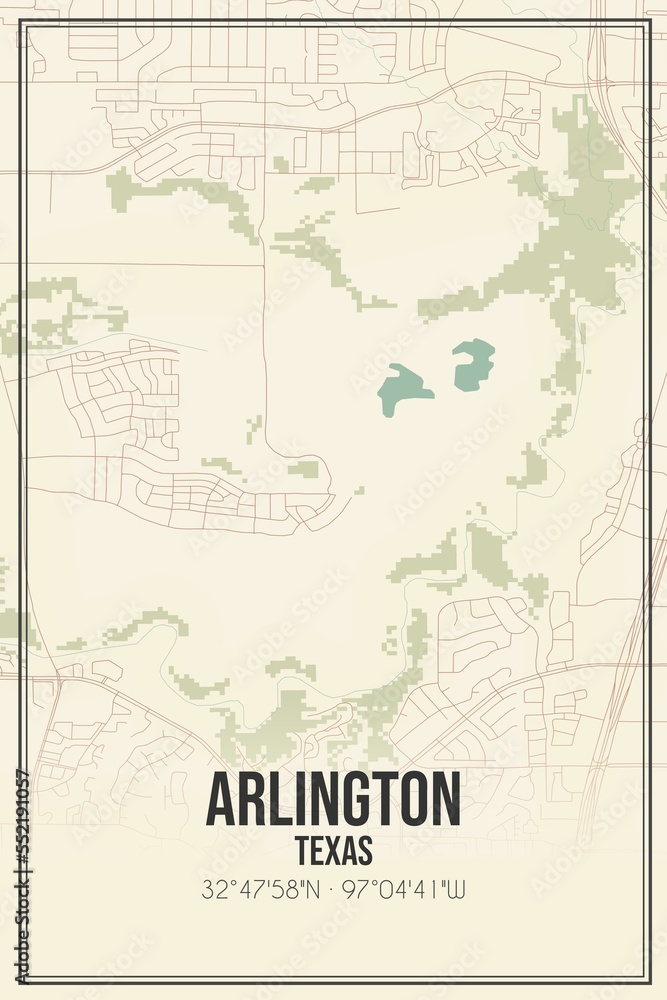 Obraz premium Retro US city map of Arlington, Texas. Vintage street map.